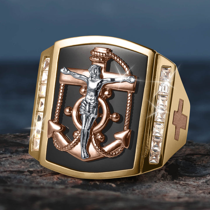 Daniel Steiger Mariner's Cross Onyx Men's Ring