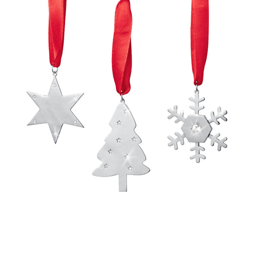 Daniel Steiger Sterling Silver Festive Tree Decorations