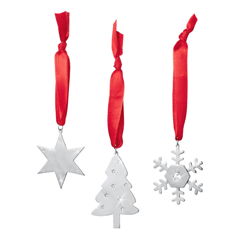 Daniel Steiger Sterling Silver Festive Tree Decorations