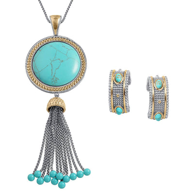 Daniel Steiger Turquoise Pendant And Hoop Earrings Set