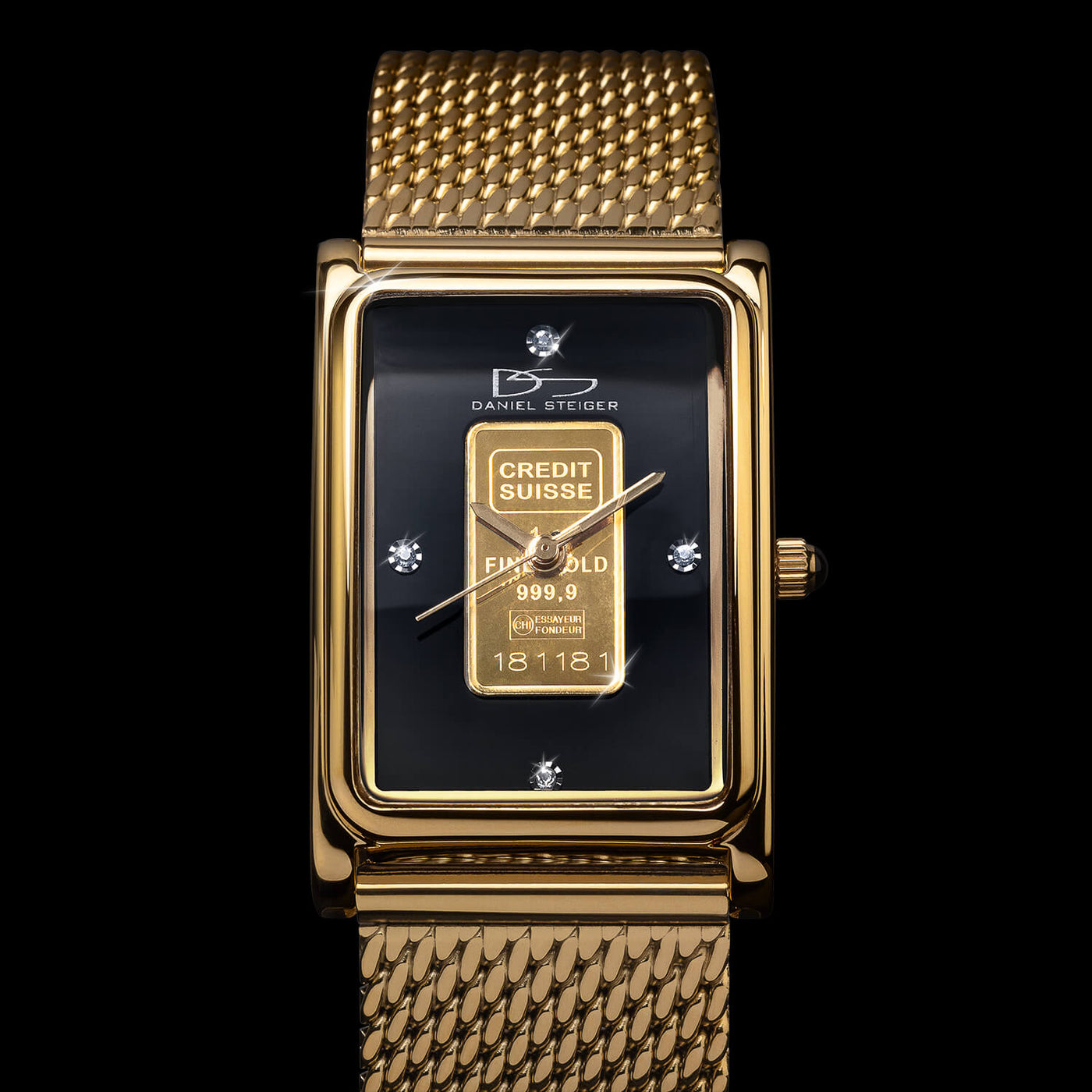 Daniel Steiger Milanese Mesh 24K Gold Ingot Watch