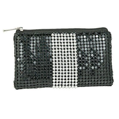 Crystal Bow Coin Wallet for female featuring a sparkling black and silver crystal design with a zipper closure, perfect for stylish jewelry accessory storage.