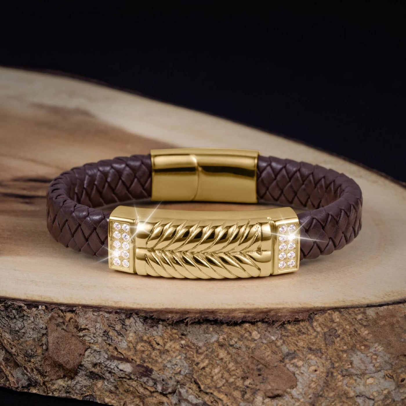Daniel Steiger Skyline Leather Gold Bracelet