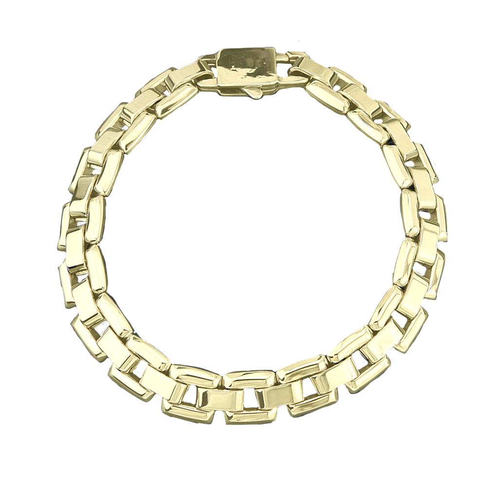 Milano Bracelet featuring a bold gold plating over stainless steel, designed for men with a modern, geometric link style ideal for sophisticated jewelry collections.