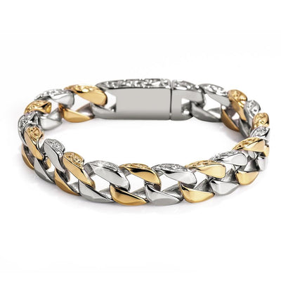 Curb Vine Men's Bracelet crafted from stainless steel with a two-tone plating, featuring a polished curb chain design ideal for stylish men's jewelry collections.