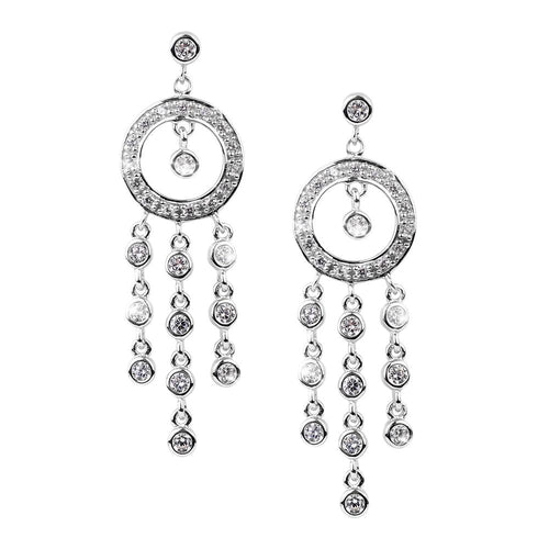 Daniel Steiger Raindrop Chandelier Rhodium Earrings