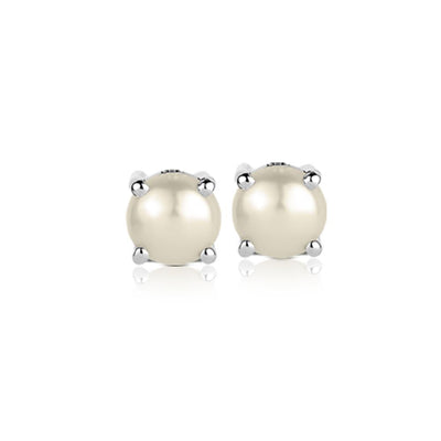 Brilliant Birthstones Earrings June featuring lustrous pearls set in sterling silver with rhodium plating, designed elegantly for females as timeless jewelry.