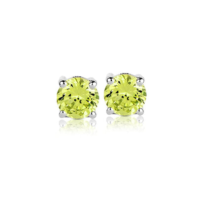 Brilliant Birthstones Earrings August featuring round green gemstones set in rhodium-plated sterling silver, designed for female jewelry lovers.