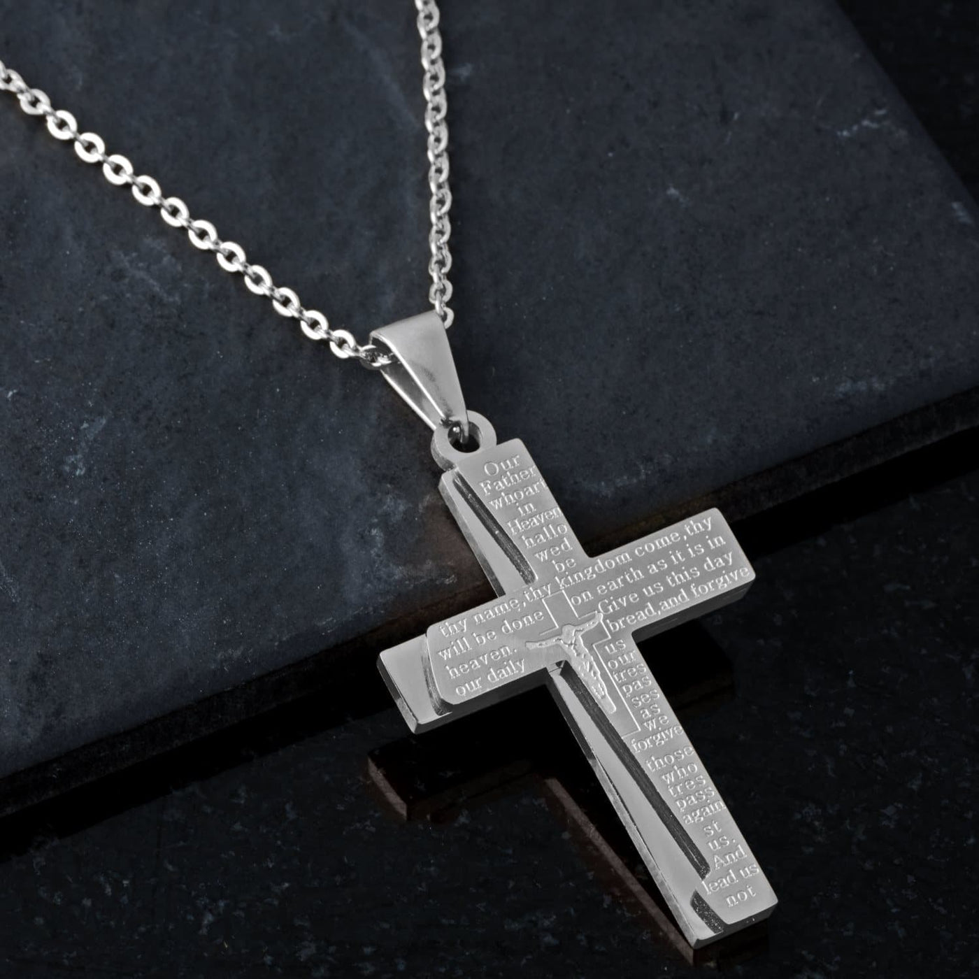Daniel Steiger Lords Prayer Contemporary Steel Cross