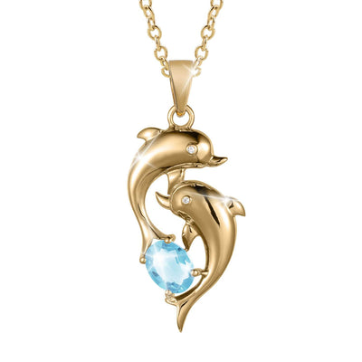 Daniel Steiger Blue Topaz Dolphin Pendant