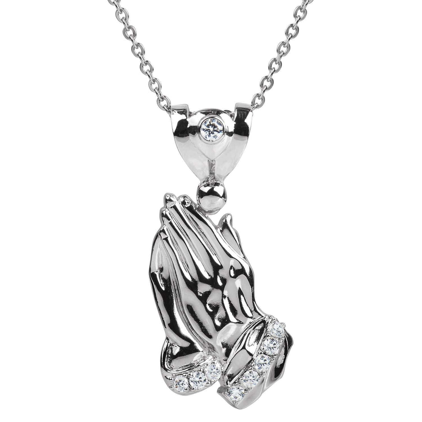 Daniel Steiger Praying Hands Rhodium Pendant