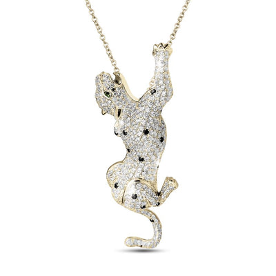 Bella 2-In-1 Pendant featuring a gold-plated sterling silver leopard design encrusted with sparkling stones, elegantly crafted for women’s jewelry collections.