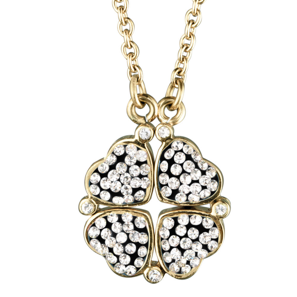 Crystal Clover Black Pendant | Timepieces International
