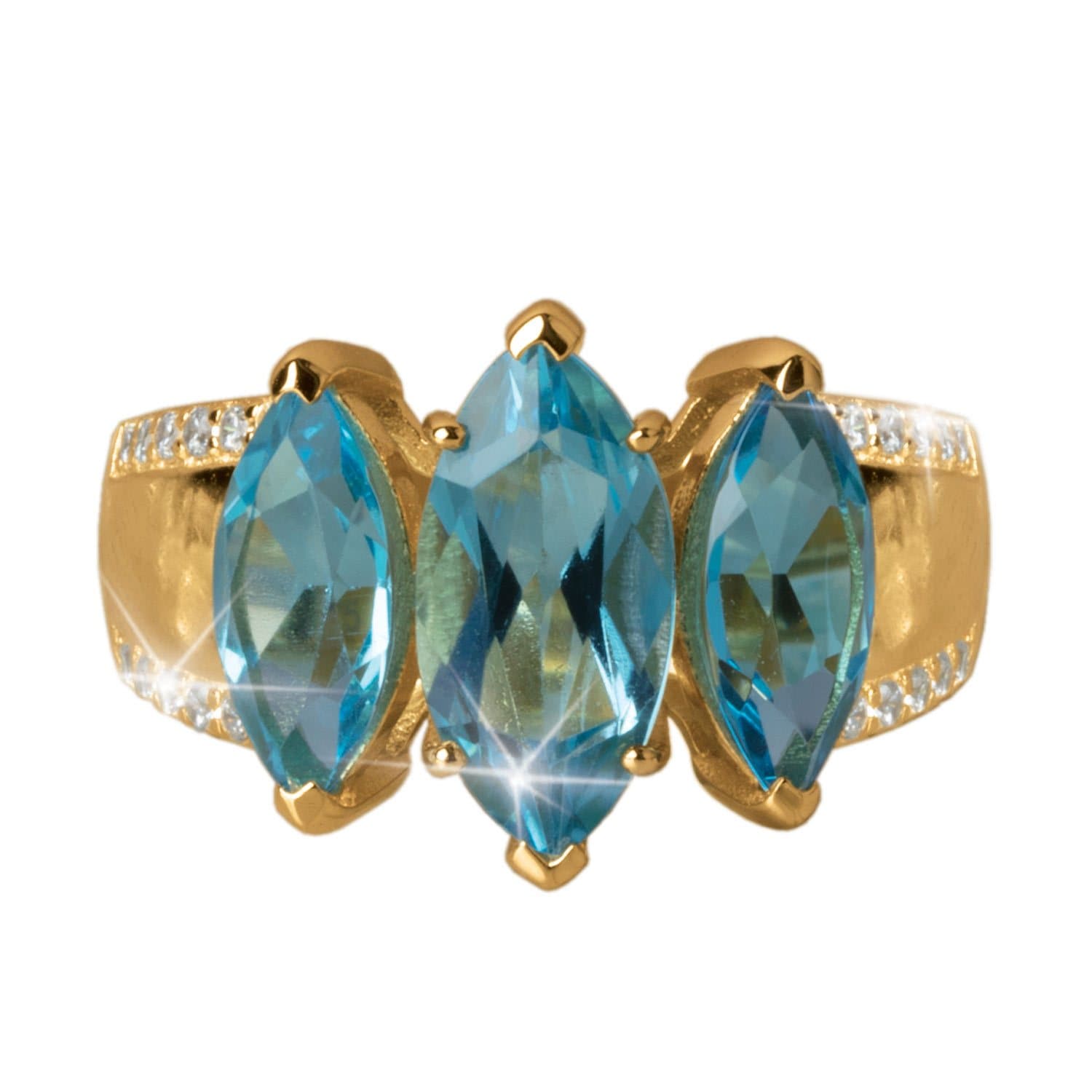 Daniel Steiger Blue Topaz Marquise Trilogy Ring