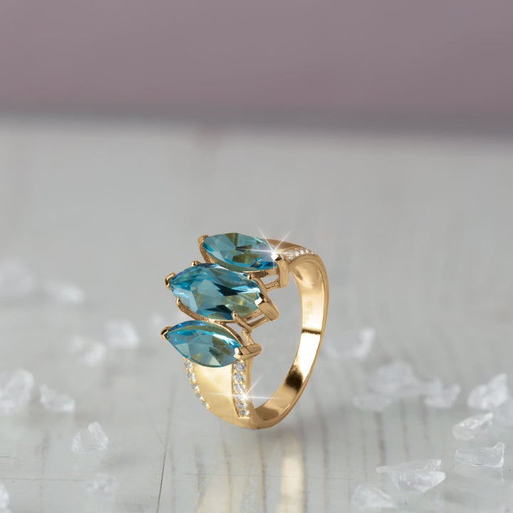 Daniel Steiger Blue Topaz Marquise Trilogy Ring