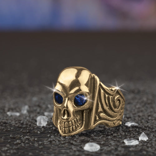 Daniel Steiger Ole Blue Eyes Gold Skull Ring