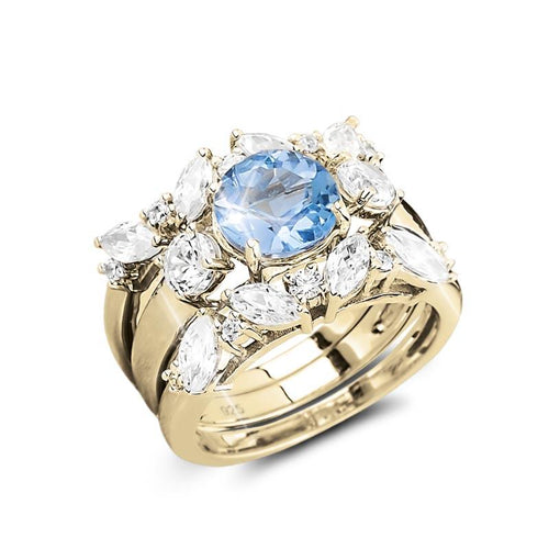 Daniel Steiger Isla Blue Topaz Trio Bridal Ring