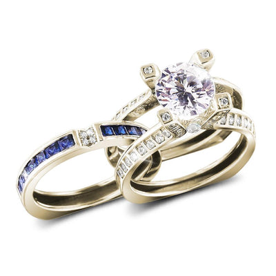 Natalia Gold Ring featuring sterling silver with gold plating, showcasing a large central gemstone surrounded by smaller clear stones, elegantly designed for female jewelry collections.
