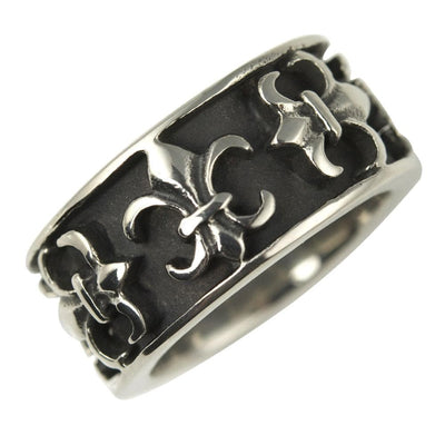 Fiorino Steel Ring crafted from stainless steel featuring an intricate, bold design, a masculine jewelry piece ideal for statement style.