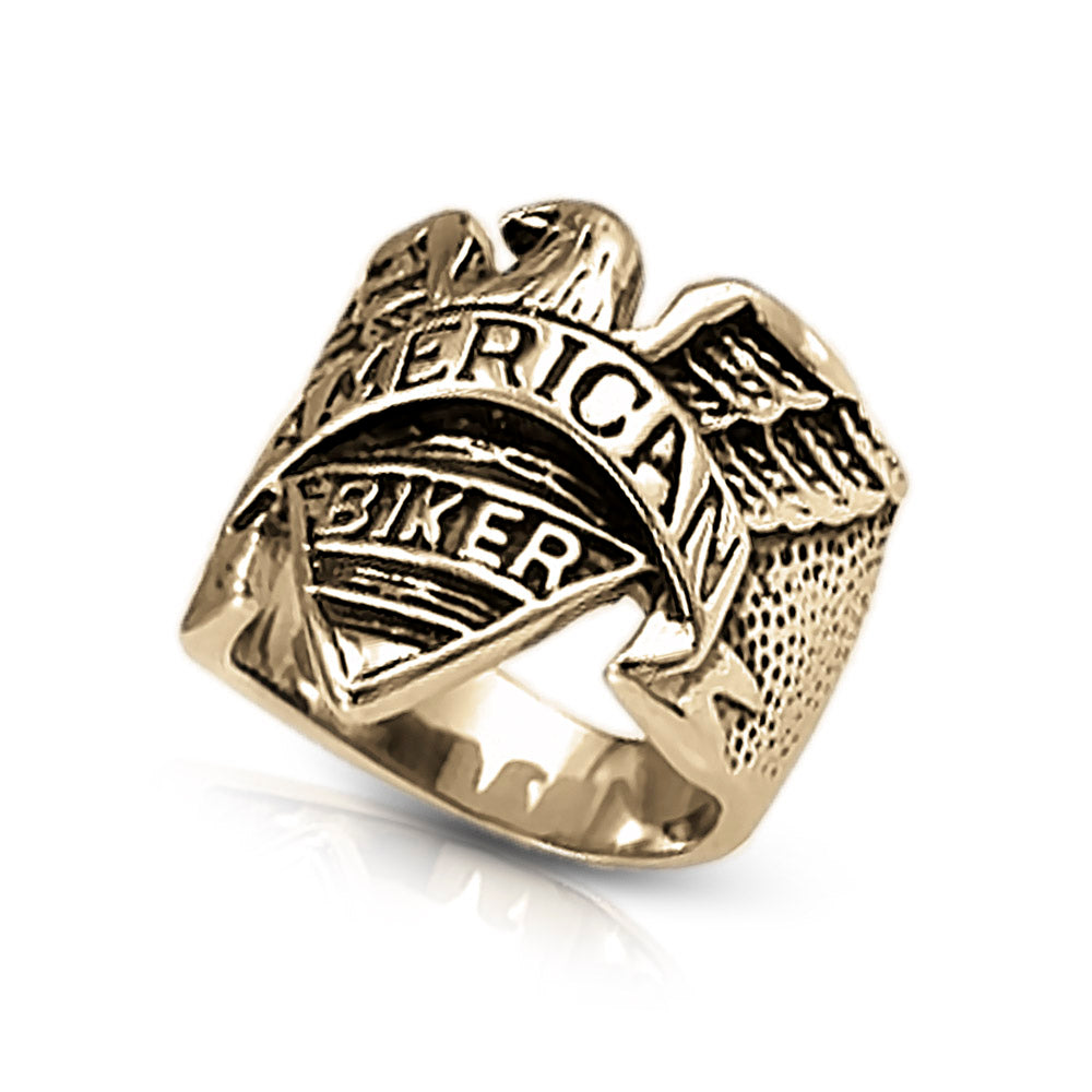 Eagle Rider Ring crafted in gold-plated stainless steel, featuring a bold eagle design with 