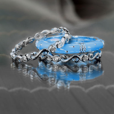 Daniel Steiger Ming Enamel Stacker Blue Rings