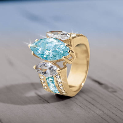 Daniel Steiger Marquise Blue & White Ring