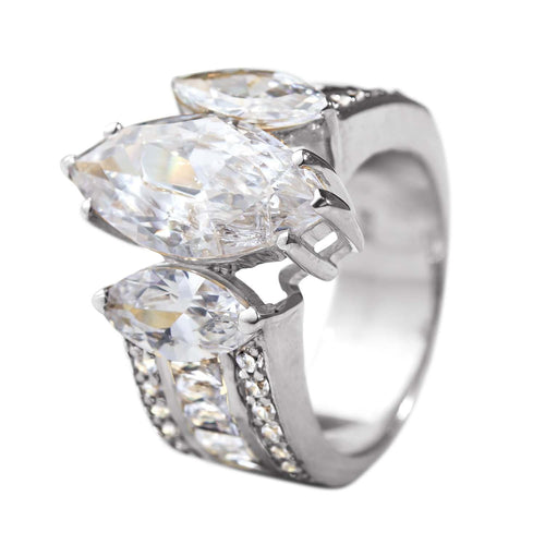 Daniel Steiger Marquise Trilogy Ring Rhodium