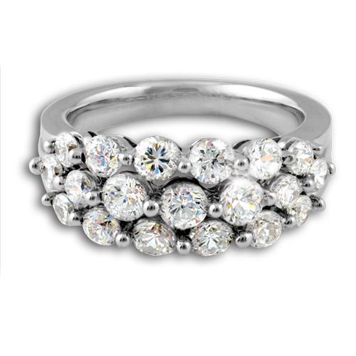 Sterling silver Millionaire Ring for women featuring a bold design with multiple sparkling round-cut clear stones, perfect as a luxury jewelry statement piece.