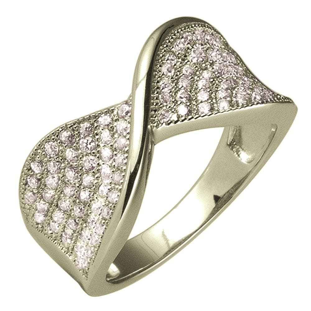 Pave Twist Rose Gold Ring featuring sterling silver with a rose gold plating and sparkling pave accents, designed for a refined feminine jewelry collection.