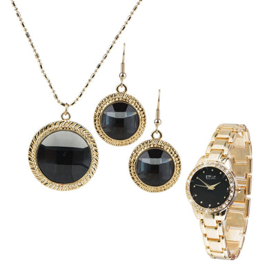 Daniel Steiger Ladies Bedazzled Gold & Black Watch Set